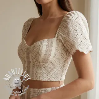 Tissu coton EMBROIDERY Lilian beige