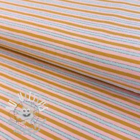 Jersey LUREX Stripes ochre silver