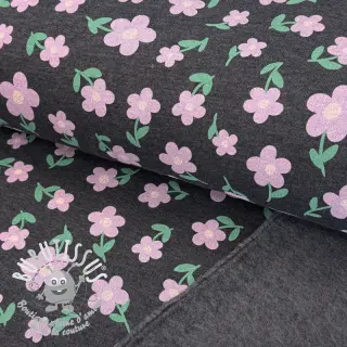 Sweat envers minkee Flowers indigo melange