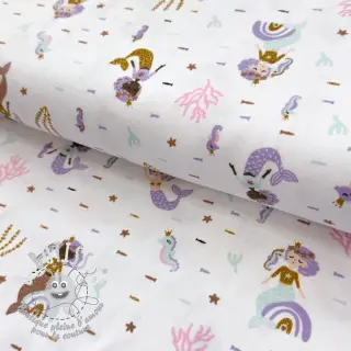 Jersey GLITTER Mermaids white digital print