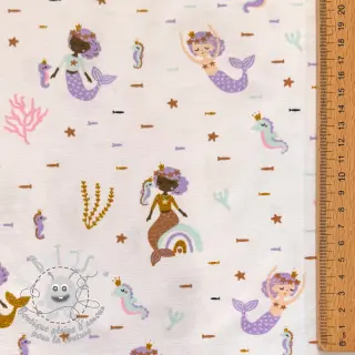 Jersey GLITTER Mermaids white digital print