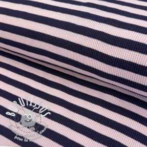 Jersey WAFFLE YARN DYED Stripes navy lilac