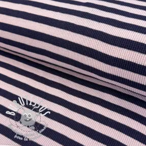 Jersey WAFFLE YARN DYED Stripes navy lilac