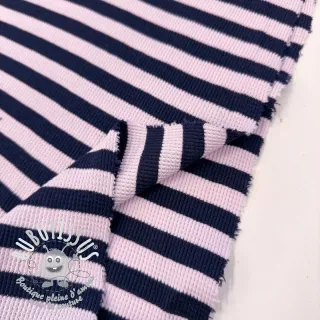 Jersey WAFFLE YARN DYED Stripes navy lilac
