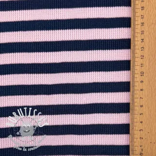 Jersey WAFFLE YARN DYED Stripes navy lilac