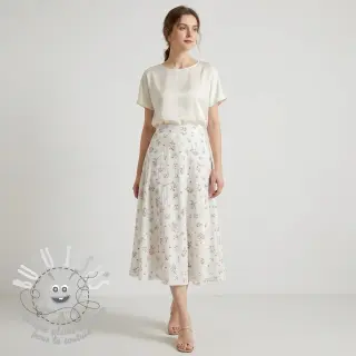 Tissu double gaze/mousseline Flowers white ORGANIC
