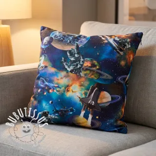 Tissu coton Space navy digital print
