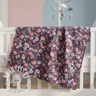 Tissu coton Flowers Anabell dark purple digital print