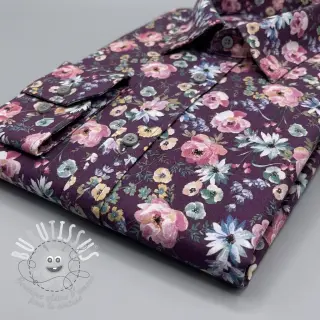 Tissu coton Flowers Anabell dark purple digital print