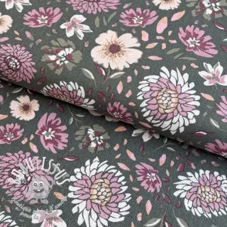 Lin avec viscose Flowers seaweed
