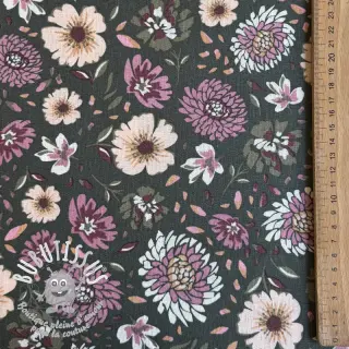 Lin avec viscose Flowers seaweed