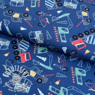 Tissu coton Vehicles blue