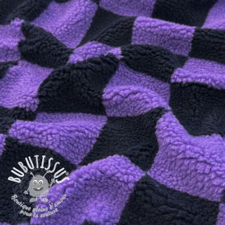 Tissu de manteau TEDDY JACQUARD Checks purple