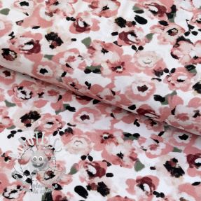 Viscose POPLIN STRETCH Flowers white digital print