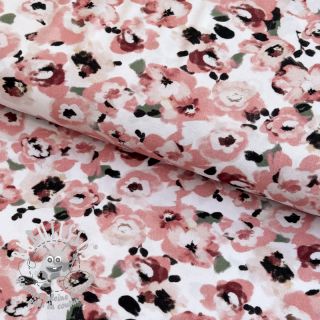 Viscose POPLIN STRETCH Flowers white digital print