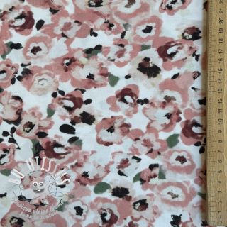 Viscose POPLIN STRETCH Flowers white digital print