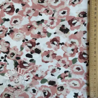 Viscose POPLIN STRETCH Flowers white digital print