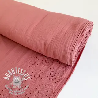 Tissu double gaze/mousseline 1-side border blush