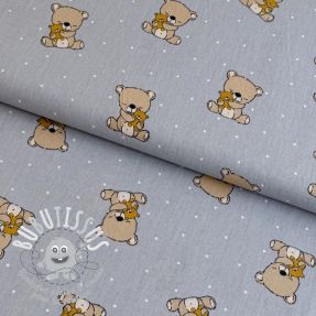 Tissu coton Sweet bear light grey ORGANIC