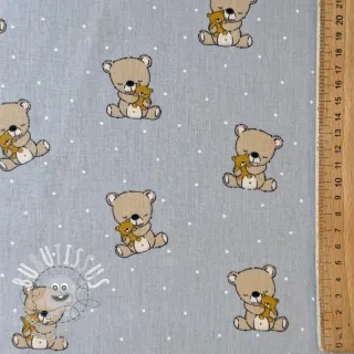 Tissu coton Sweet bear light grey ORGANIC