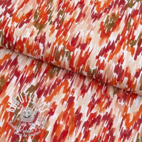 Viscose POPLIN STRETCH Stroke orange digital print