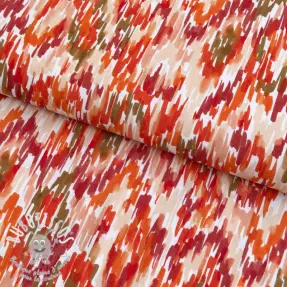 Viscose POPLIN STRETCH Stroke orange digital print