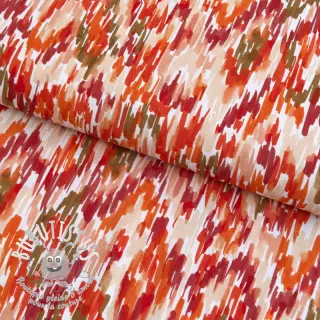 Viscose POPLIN STRETCH Stroke orange digital print