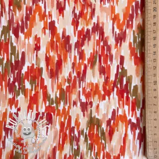 Viscose POPLIN STRETCH Stroke orange digital print