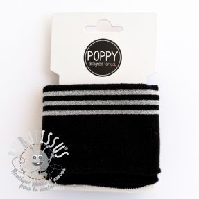 Bord-côte CUFFS LUREX 7 cm black silver