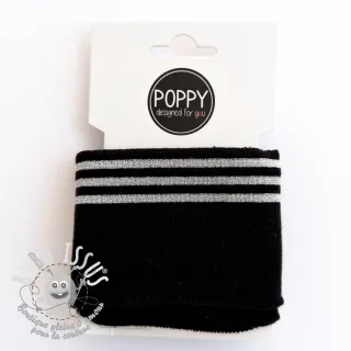 Bord-côte CUFFS LUREX 7 cm black silver