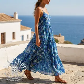 Viscose RAYON POPLIN Flower sea design B