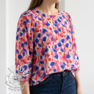 Viscose RAYON POPLIN Poppys design A