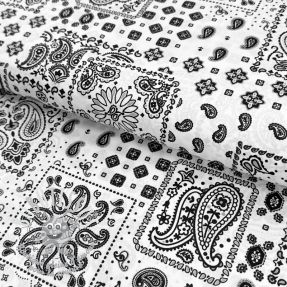 Tissu coton Kansas blanc noir