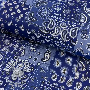 Tissu coton Farwest bleu