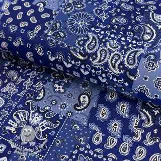 Tissu coton Farwest bleu