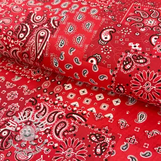 Tissu coton Farwest rouge