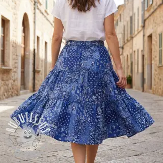 Tissu coton Farwest bleu