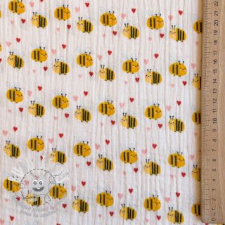 Tissu double gaze/mousseline Bee mine design A