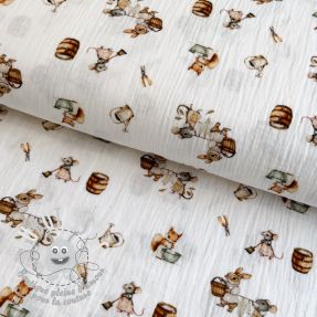 Tissu double gaze/mousseline Little things design A