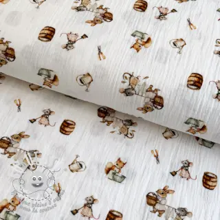 Tissu double gaze/mousseline Little things design A