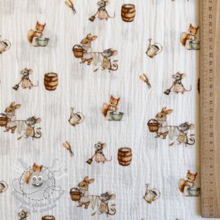 Tissu double gaze/mousseline Little things design A