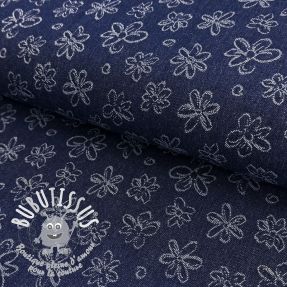 JEANS DENIM JACQUARD Flower dark blue