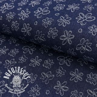 JEANS DENIM JACQUARD Flower dark blue