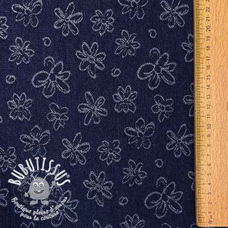JEANS DENIM JACQUARD Flower dark blue