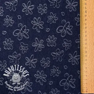JEANS DENIM JACQUARD Flower dark blue