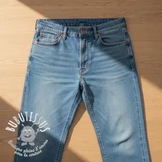 JEANS DENIM HEAVY Animal printed light blue