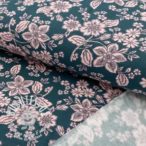 Sweat envers minkee SOFT Flowers emerald