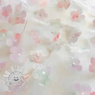 Tulle pour jupe tutu RETRO Flowers lavender