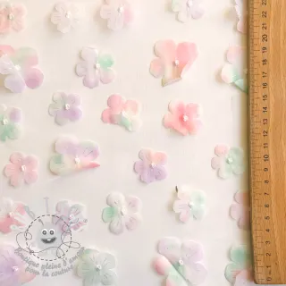 Tulle pour jupe tutu RETRO Flowers lavender