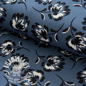 Viscose ROSELLA STRETCH Flowers blue